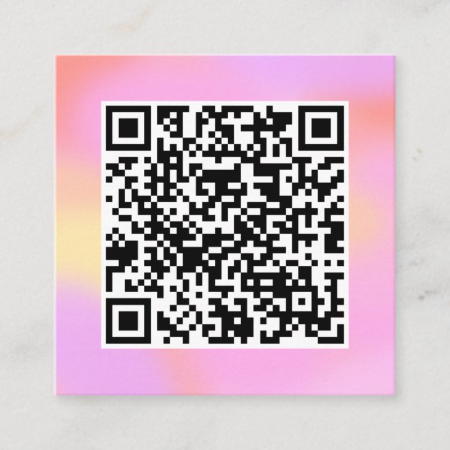 QR-kod Modern Söt Pastel Rosa Boho Feminine Fyrkantigt Visitkort (Framsida)