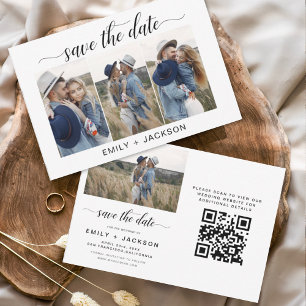 QR-kod Modern Spara Eleganten Date 4-foto Datumet