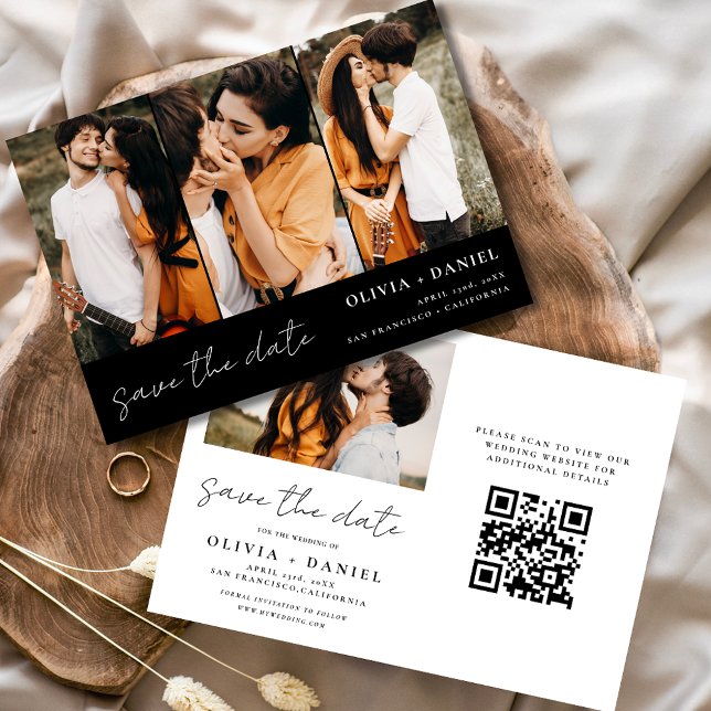 QR-kod Modern Spara Eleganten Date 4-foto Spara Datumet (Skapare uppladdad)