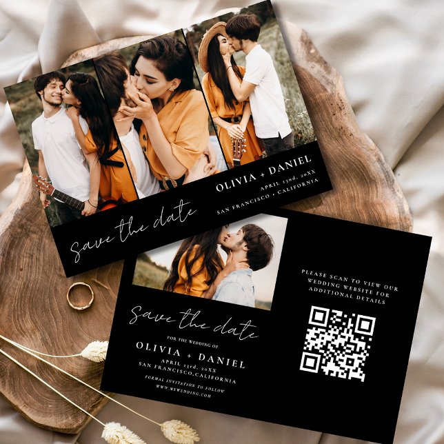 QR-kod Modern Spara Eleganten Date 4-foto Spara Datumet (Skapare uppladdad)