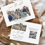 QR-kod Modern Spara Eleganten Date 4-foto Spara Datumet<br><div class="desc">Modern och Elegant liggande Vågrät 4 (4) Foto QR-kod Spara datum Bröllop-magnet med handskrivna skripttypografi. Datuminbjudningsmagneten innehåller skripttypografi och chic och enkel design som du kan lägga till ditt anpassade förlovning-fotografi bild till.</div>