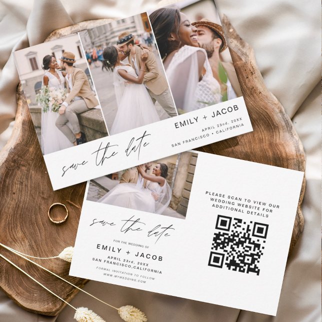 QR-kod Modern Spara Eleganten Date 4-foto Spara Datumet (Skapare uppladdad)