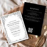QR-kod Modern svart och vit minimal Bröllop Inbjudningar<br><div class="desc">Inför bröllop med en elegant, modern, svart och vit minimalistisk inbjudan som ger en bekväm QR-kod. Den rena, monokromatiska utformningen framhäver sofistikering och elegans, perfekt för par som söker en contemporary och raffinerad estetik. QR-koden lägger till en funktionell beröring som gör att gästerna enkelt kan komma åt information som RSVP,...</div>