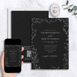QR-kod Modern svart och vit minimal Löv Bröllop Inbjudningar<br><div class="desc">Gör din stora dag oförglömlig när du skickar ut vår QR Code Modern Black & White Minimal Löv-inbjudan. Den här sofistikerade inbjudan kommer säkert att göra ett påstående med sin elegant till en formell svartvit design, med en delikat hand plockade leafy gräns och handskrivna manusskrivna typografi i samma nyans. Det...</div>