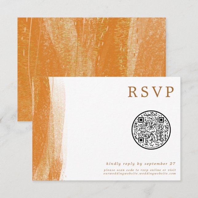 QR-kod Modern Terracotta Gold Foil Bröllop OSA (Fram/baksida)
