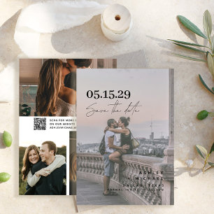 QR-kod Modern Vellum Overlay Script 4-foto Spara Datumet