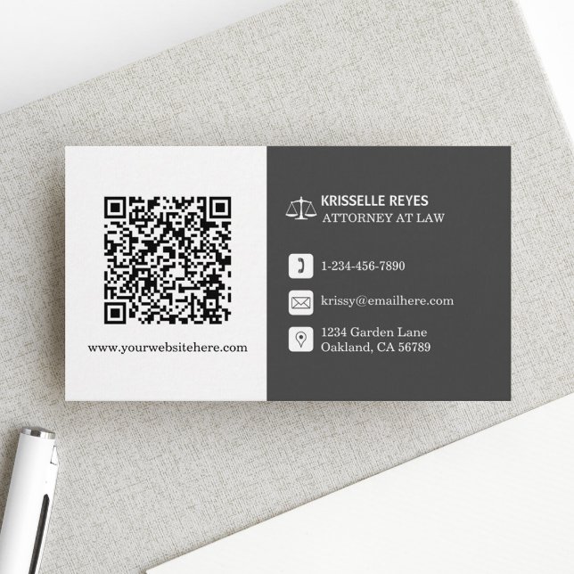 QR-kod Modern White and Grått Professionell Visitkort (Make an impact with these professional business cards, showcasing your brand and credibility.)