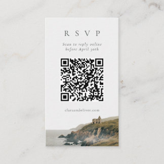 QR-kod Mystisk Irländsk kust Klippa Bröllop RSVP-k Tilläggskort