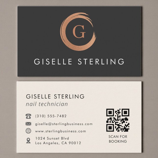 QR-kod Nageltekniker Modern Minimalist Visitkort (Skapare uppladdad)