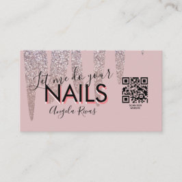 QR-KOD Nailsalongs offert Rosa glitterdropp Visitkort