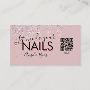 QR-KOD Nailsalongs offert Rosa glitterdropp Visitkort
