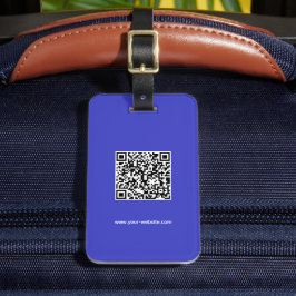 QR-kod, Namn & info, blå och vit, Elegant Bagagebricka
