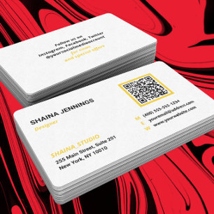 QR-kod Nätverk Modern Svart Gul Vit Visitkort