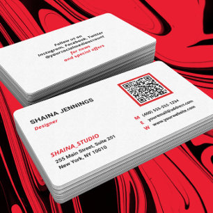 QR-kod Nätverk Modern Svart Röd Vit Visitkort