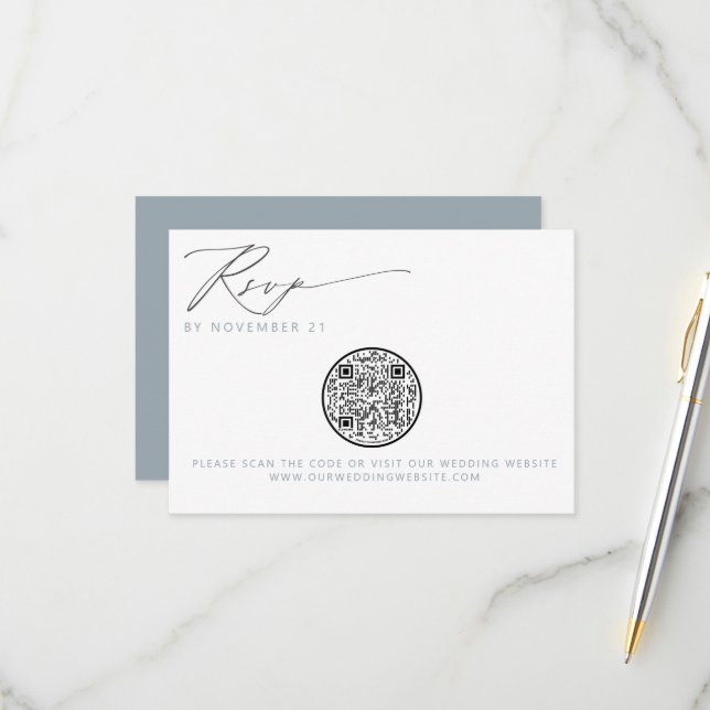 QR-kod Nautical Beach Seashell Bröllop OSA Kort (Fram/Back In Situ)