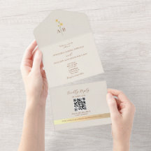 QR-kod Neutral Elfenbensguld Vildblomma Bröllop