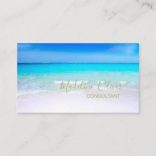 QR-kod Ocean Beach Sea Travel Aqua Blue Guld Visitkort