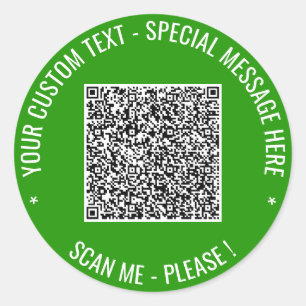QR-kod och anpassad textdekal i dina färger Runt Klistermärke