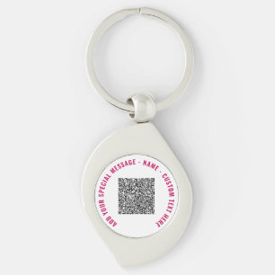 QR-kod och Anpassningsbar-nyckelkedja Välj Färg Swirl Silverfärgad Nyckelring