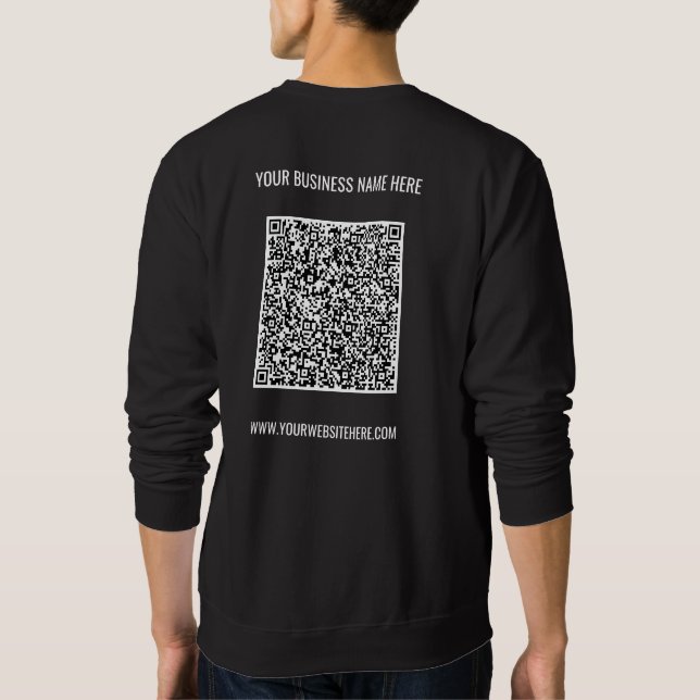 QR-kod och Anpassningsbar Text din tröskel för för Lång Ärmad Tröja (Baksida)