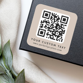 QR-kod och anpassningsbar text light mocha brun Fyrkantigt Klistermärke