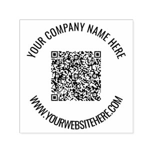 QR-kod och Anpassningsbar Text Personlig runda Fri Självfärgande Stämpel