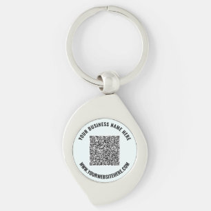 QR-kod och Anpassningsbar Text - säljfrämjande tan Swirl Silverfärgad Nyckelring