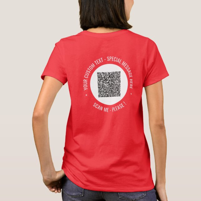 QR-kod och Anpassningsbar Text T-Shirt-Personlig T Shirt (Baksida)