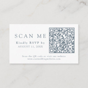 QR-kod och Bröllop webbplats Dusty Blue Bröllop OS Tilläggskort