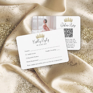 QR-kod och fotoElegant Quinceañera Guld Krona OSA Kort