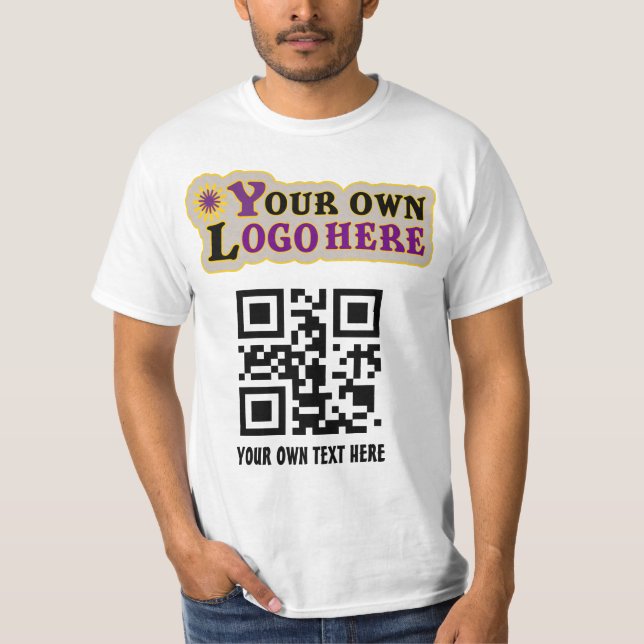 QR-kod och logotyp för säljfrämjande åtgärder för  T Shirt (Framsida)