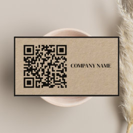 QR-kod och Logotyp i Modern Rustic Black Visitkort