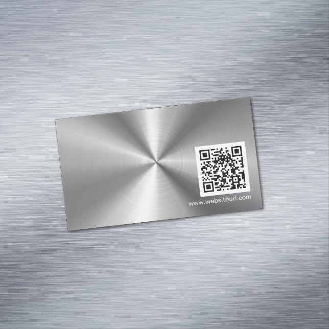 QR-kod och Metall Stainless Steel-utseende Magnetiska Visitkort (In Situ)