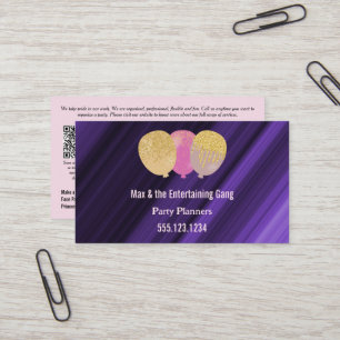 QR-kod och Rosa Glitter-bubblor Party-planering Visitkort