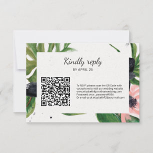 QR-kod online OSA blommigt tropiska bröllop Kort