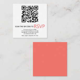 QR-kod online RSVP modern levande korallbröllop Tilläggskort