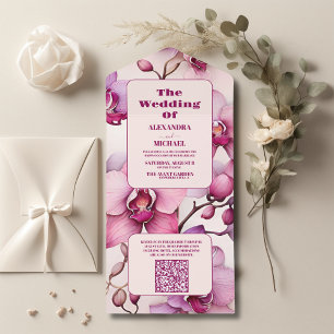 QR-kod Opulent Watercolor Rosa Orchid Bröllop