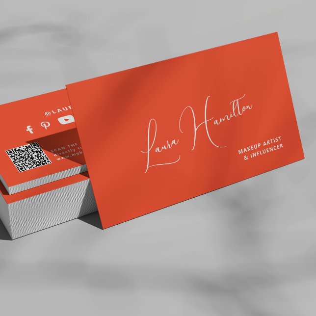QR-kod orange modern skönhetsinfluencer  Visitkort (Skapare uppladdad)