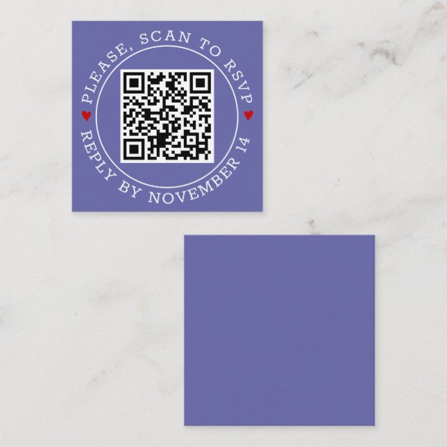 QR-kod OSA gräns hjärta periwinkle blue bröllop Tilläggskort (Fram/baksida)