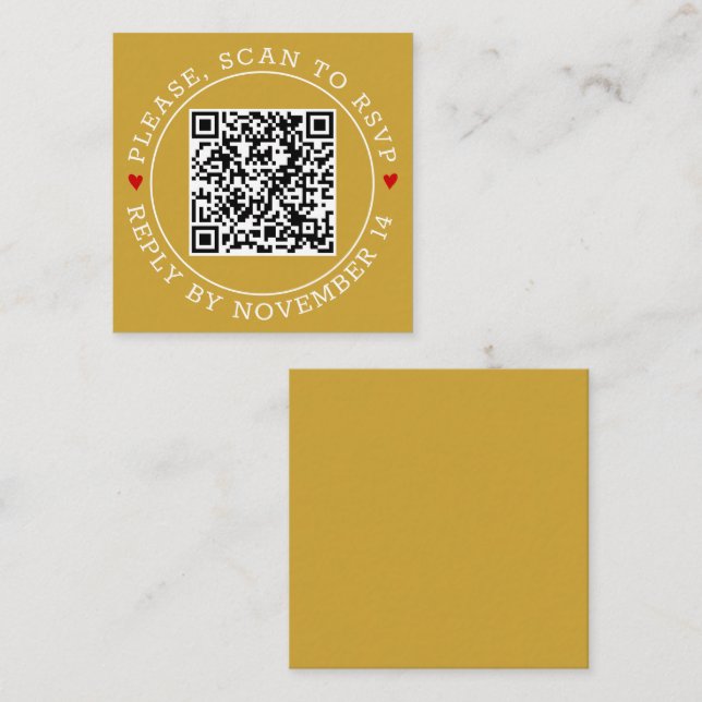 QR-kod OSA gräns moderna guld bröllop Tilläggskort (Fram/baksida)