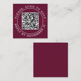 QR-kod OSA gräns och hjärta burgundy bröllop Tilläggskort