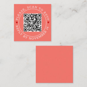 QR-kod OSA gräns och hjärta koral bröllop Tilläggskort