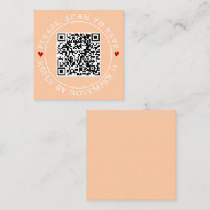 QR-kod OSA gräns och hjärta Peach bröllop Tilläggskort