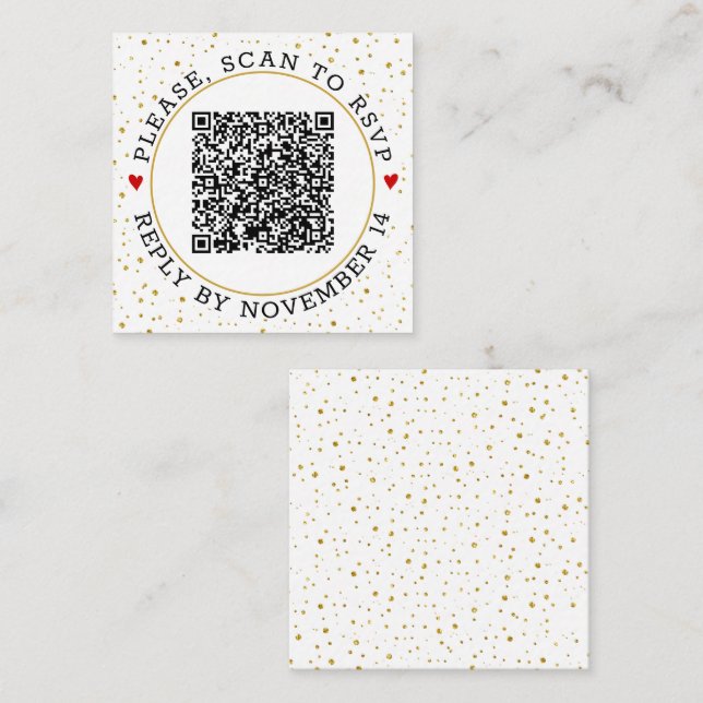 QR-kod OSA guld gräns och konetti Tilläggskort (Fram/baksida)