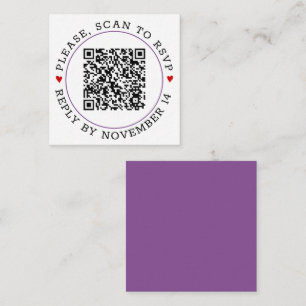 QR-kod OSA lila gräns med hjärta bröllop Tilläggskort