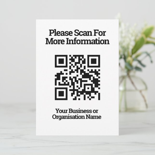 QR-kod på ett kort för kundinformation (Stående Fram)