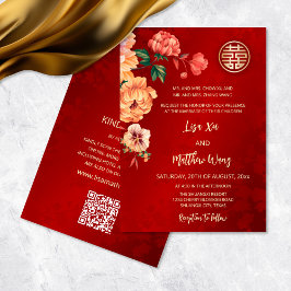 QR-kod | Peony China Bröllop Inbjudningar