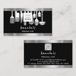 QR-kod Personlig Chef Cooking Restaurant Silver Visitkort
