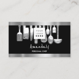 QR-kod Personlig Chef Cooking Restaurant Silver Visitkort