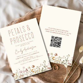 QR-kod Petals & Prosecco Möhippa Wildblomma Inbjudningar